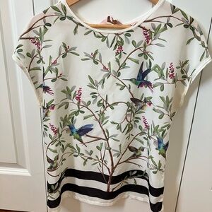 Ted Baker Floral Hummingbird Print Women's Top